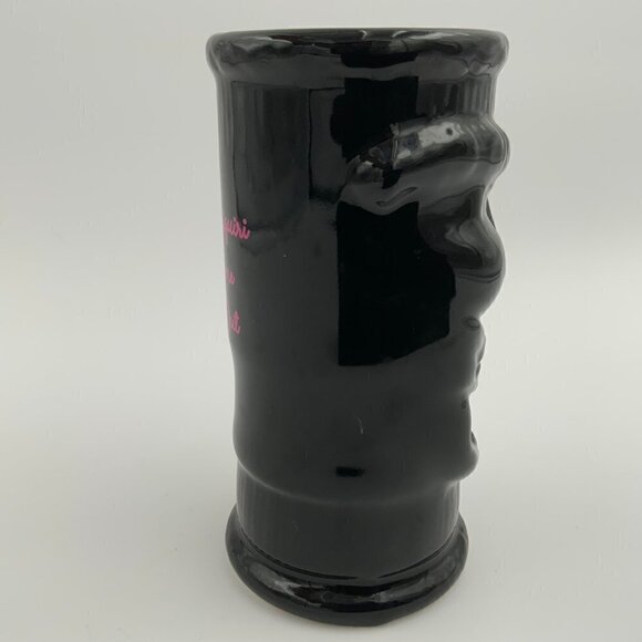 Black Glazed Open Mouth Tiki Tropical Island Tumbler Daiquiri Time Out Made USA - Picture 6 of 7